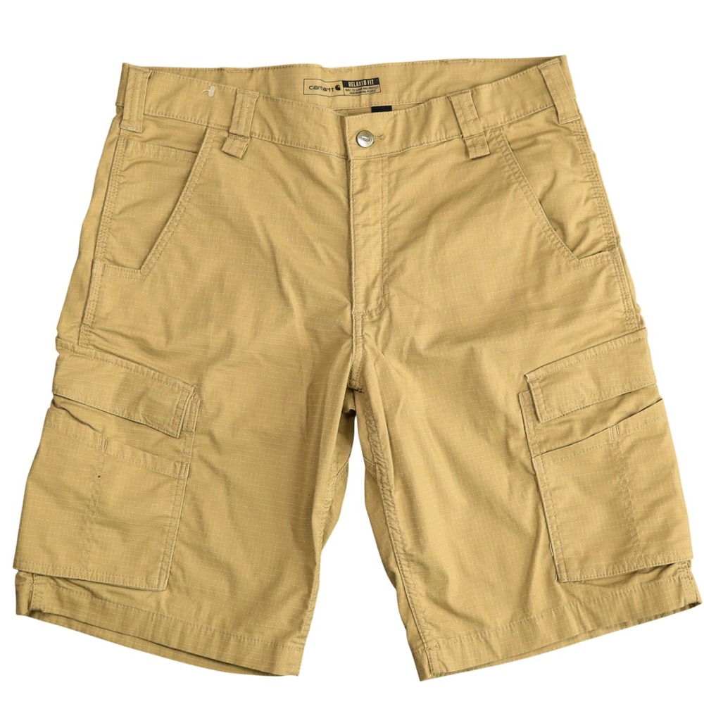 Carhartt‎ Cargo Work Shorts Mens 35 Tan Force Relaxed Fit Ripstop BS5297-M Khaki
